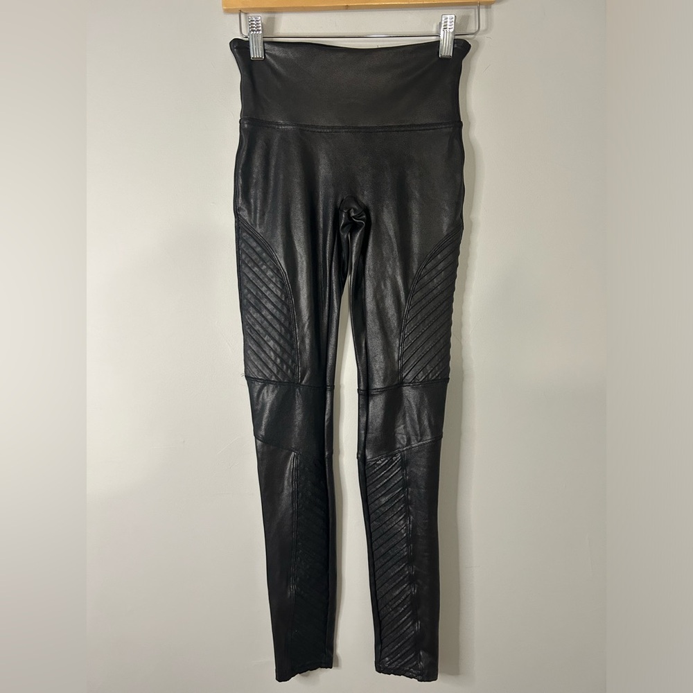 Spanx Faux Leather Black Moto Leggings - Picture 3 of 7
